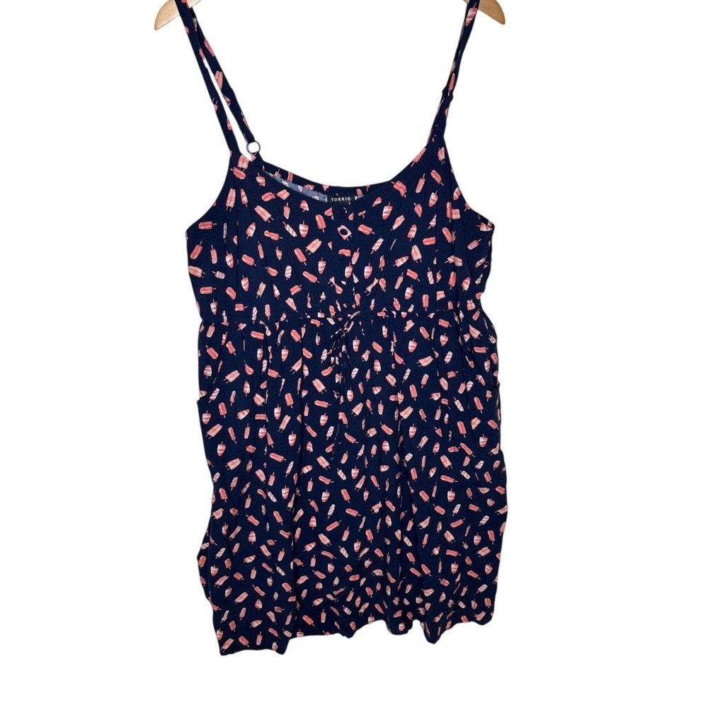 Torrid Popsicle Print Spaghetti Strap Mini Sundress size 3X Blue/Orange